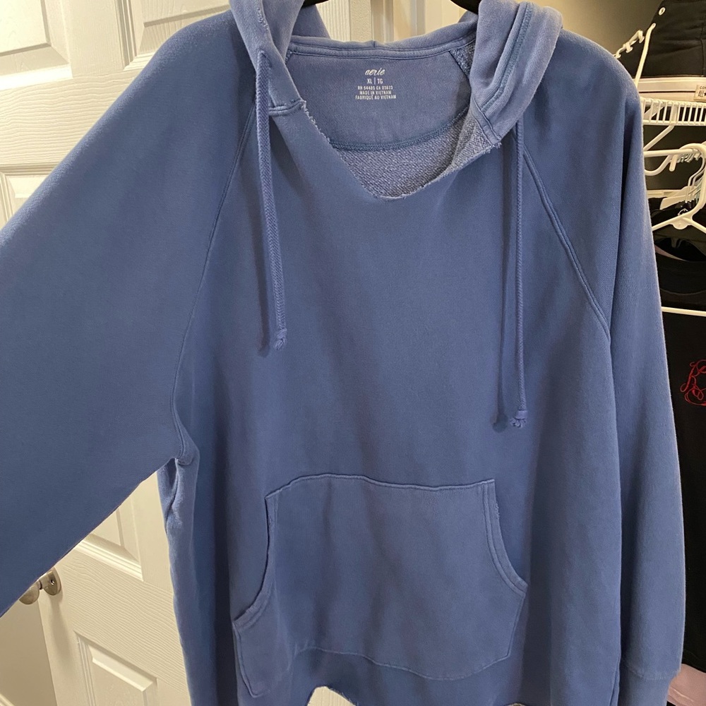 Dusty blue Aerie lightweight hoodie